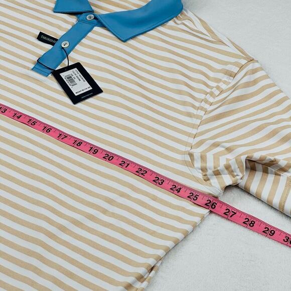 Peter Millar Men’s XXL Bold Stripe Print Gold Blue Golf Polo Shirt Crown Crafted - Picture 7 of 10
